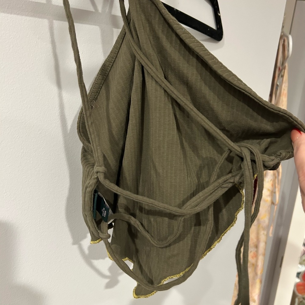 Olive Green Ribbed Top - Picture 2 of 2